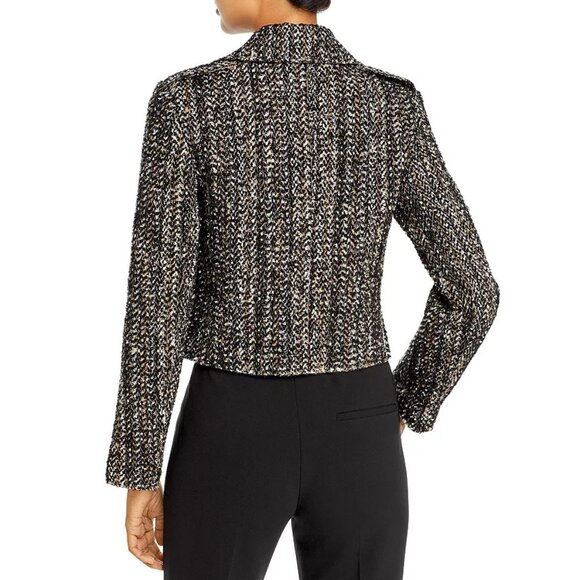 New Theory Sargent Wool Blend Tweed Jacket Black Beige 12 $495 - Picture 2 of 9